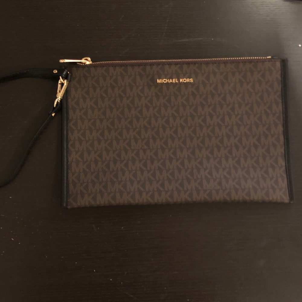 Michel Kors Brown logo wristlet
